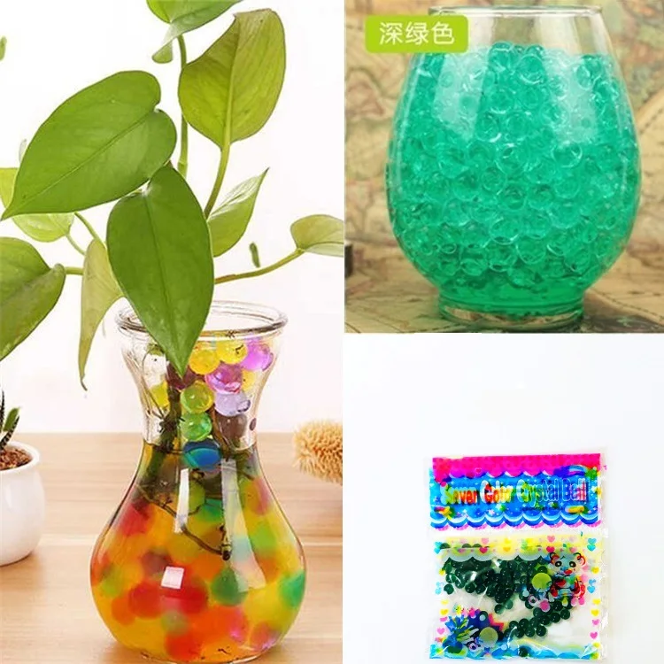 

500pcs/lot Crystal mud Hydrogel Pearl Shaped Big 2-3cm green Crystal Soil Water Beads Mud Grow Ball Wedding Growing Bulbs