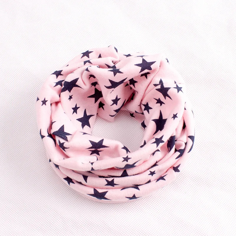 Модный весенне-осенний детский хлопковый шарф, Детский Теплый шейный платок, Детские шарфы с круглым вырезом, детский хлопковый шарф с воротником - Цвет: star pink