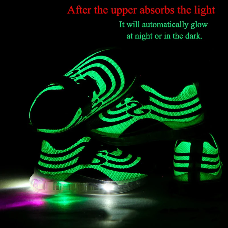 New Glowing Sneakers Air Mesh Breathable Children LED Lights Shoes Luminous Sneakers for Boys and Girls Fluorescent Shoes