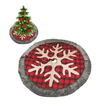 

48 Inch Christmas Tree Skirt Big Snowflake Plaid Burlap Christmas Tree Skirt Modern Living Room Carpet Christmas Decorations