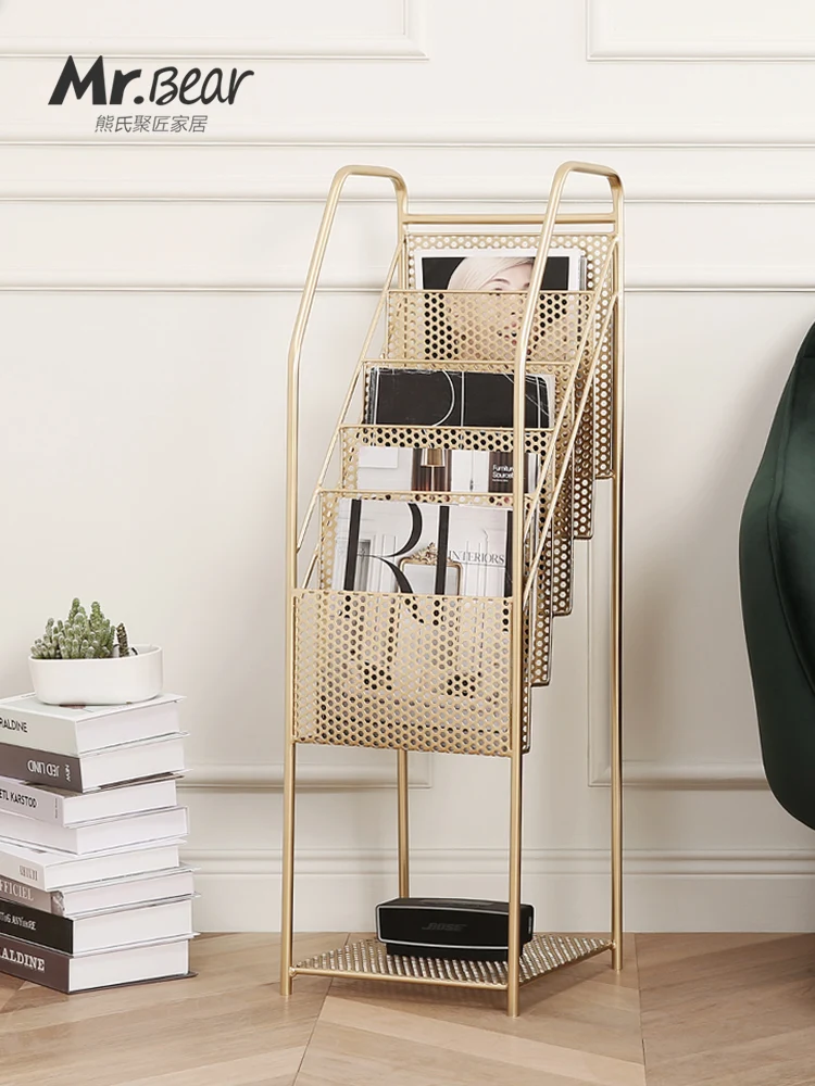 

Northern Europe Iron art Multi story magazine and newspaper stand in living room Modern simplicity Floor shelf Bookshelf