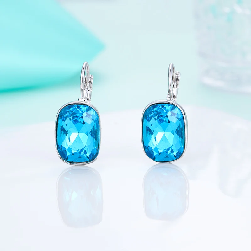 silver-lake blue Женские квадратные серьги-гвоздики MAIKALE, большие винтажные разноцветные серьги с австрийским кристаллом из фианита, ювелирные изделия со стразами для вечеринки - Окраска металла: silver-lake blue