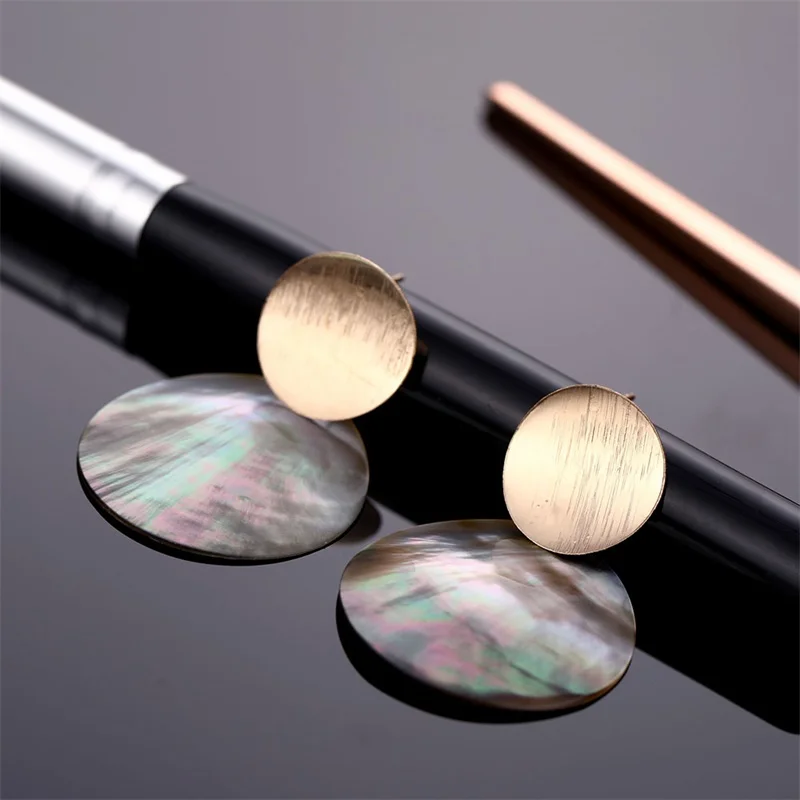 Round Shell Clip Earrings for Women