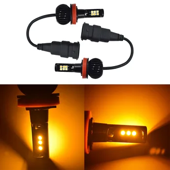 

2PCSH8 H9 H11 160W LED 6000K White/3000K Yellow Dual Color Fog Light DRL Bulb NJ