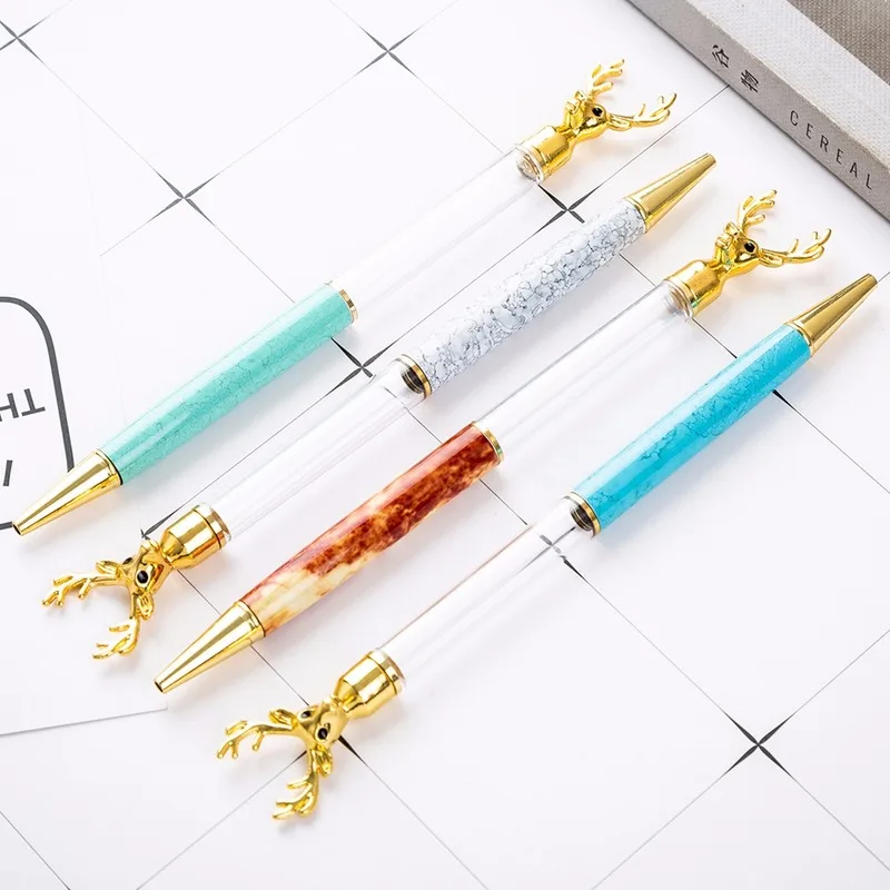 

4 Color High-quality Ballpoint Pen Creative DIY Metal Pen Deer Head Handmade Air-tube Advertising BallPen Office School Supplies