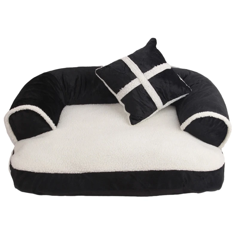 1 шт., всесезонные Роскошные диванные кровати для домашних собак с подушкой, съемные, пригодные для стирки, мягкая флисовая кровать для кошек, теплая кровать для маленьких собак чихуахуа - Цвет: G203293A