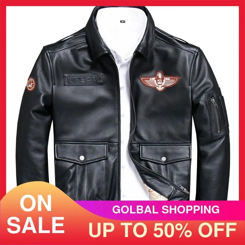 2020 Черная мужская кожаная куртка USAF Pilot шерстяное пальто с воротником размера