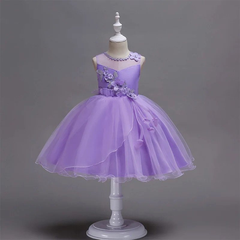 Skyyue/детское свадебное платье с цветочным узором для девочек, вечерние платья для причастия, фатиновое бальное платье с аппликацией и вышивкой, белый, розовый цвет, 700