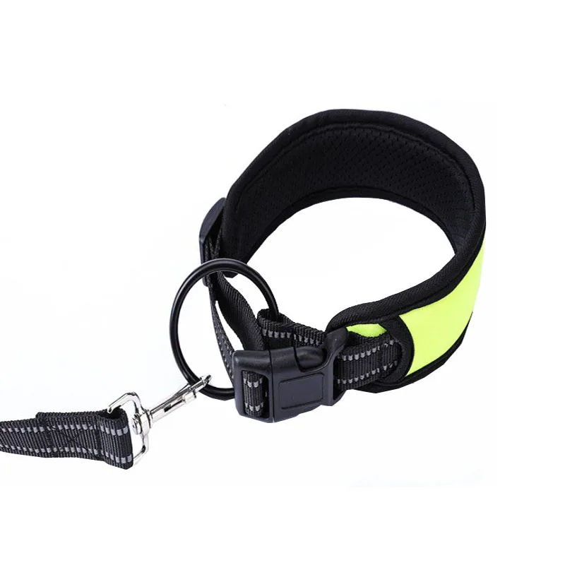 Collar Green Ошейник для собак поводок с мягкими ручками для собак прогулки походы отражающий поводок ошейник с регулируемая застежка для собак - Цвет: Collar Green