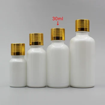 

Wholesale 30ml Pearl White Bottle with Gold Screw Cap,Luxury Glass Essential Oil Bottle