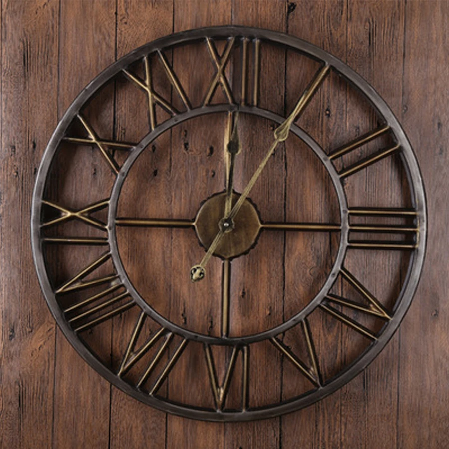 Большие металлические настенные часы современный дизайн Европейский ретро стиль римские цифры креативные железные часы большие настенные часы домашний декор 60x60 см