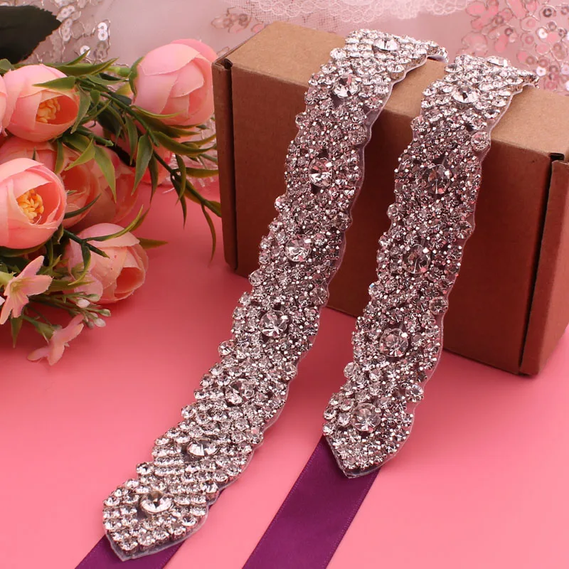 Bridal Belt Crystal Ribbons Handmade Silver for Wedding Evening Dresses bridal waistband bridal garter belt bridal dress decoration