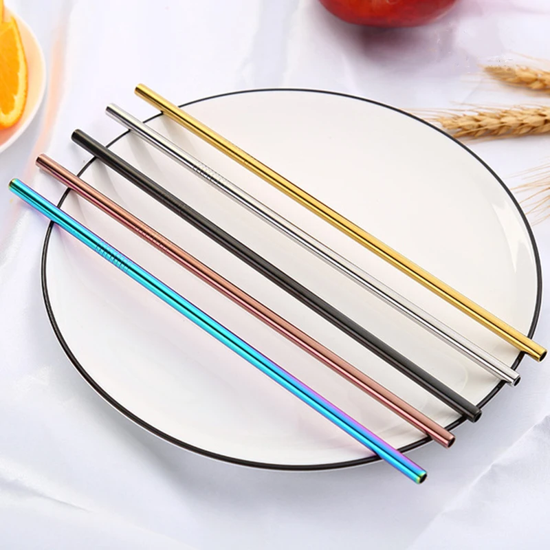 

Reusable Drinking Straw 304 Stainless Steel Straight Straw Smoothies Outdoor Drinking Tool 215mmx12mm
