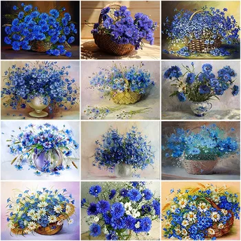 

DIY 5D Diamond Painting Flower Full Round Drill Cornflower Diamond Embroidery Cross Stitch Kits Mosaic Rhinestones Home Decor