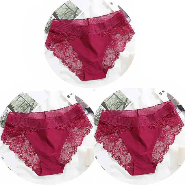 NK01-3PCS Женские трусы больших размеров Женские трусики Комфорт Белье Кружевное белье Трусы Ice Silk выдалбливают сексуальное женское белье calcinha - Цвет: NK01-3PCS
