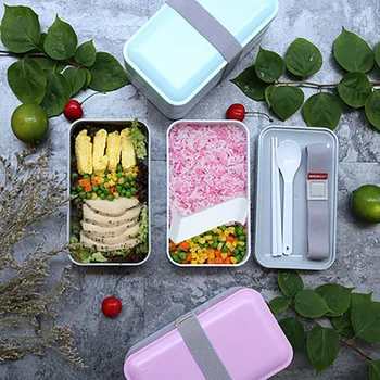 

Food Container Bento Box Lunch Set Plastic Fashion Japanese Double Sealed Heat Preservation Fresh-keeping Leak-proof