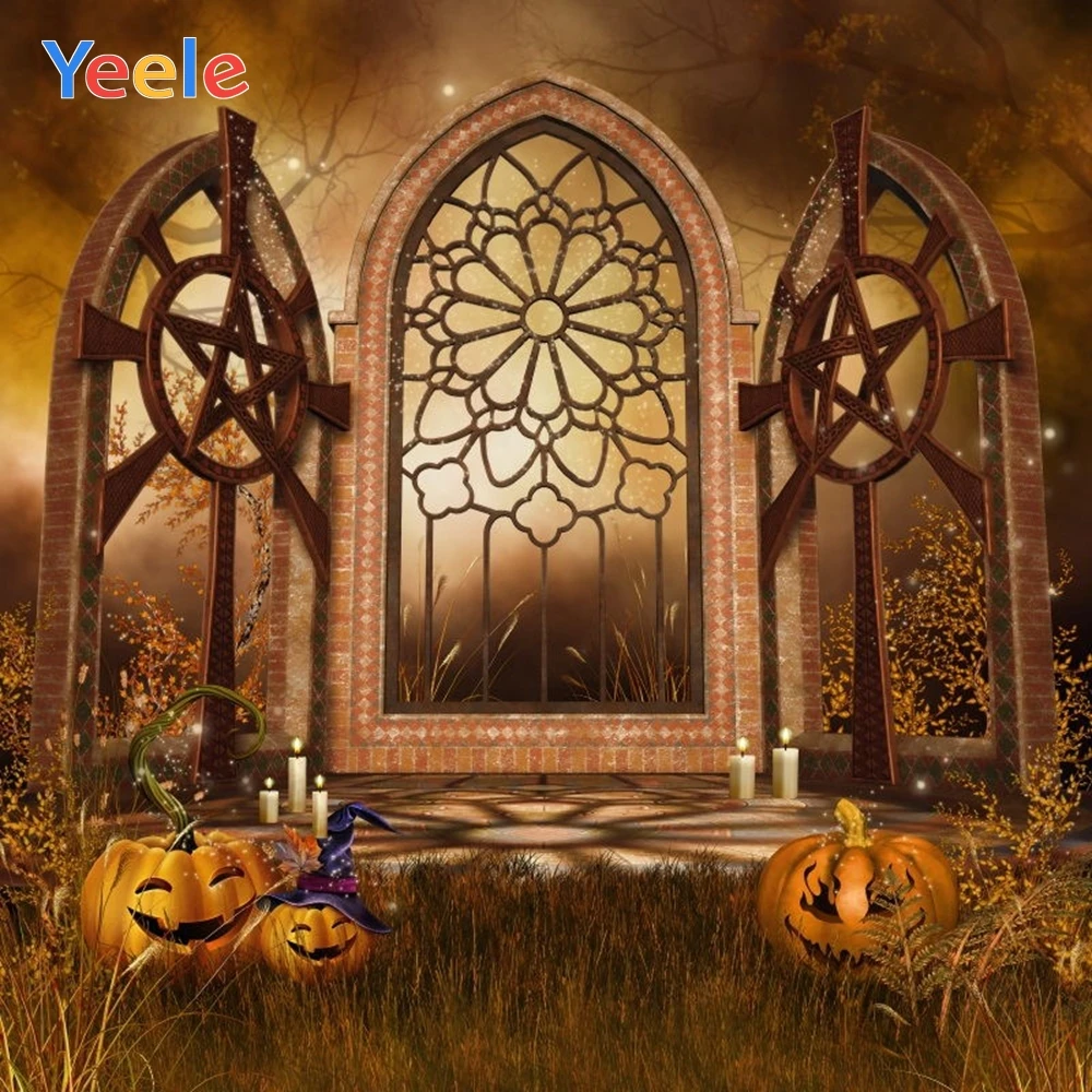 

Halloween Backdrop Background Pumpkin Lantern Magic Forest Baby Portrait Vinyl Photography Backgrounds For Photo Studio Props