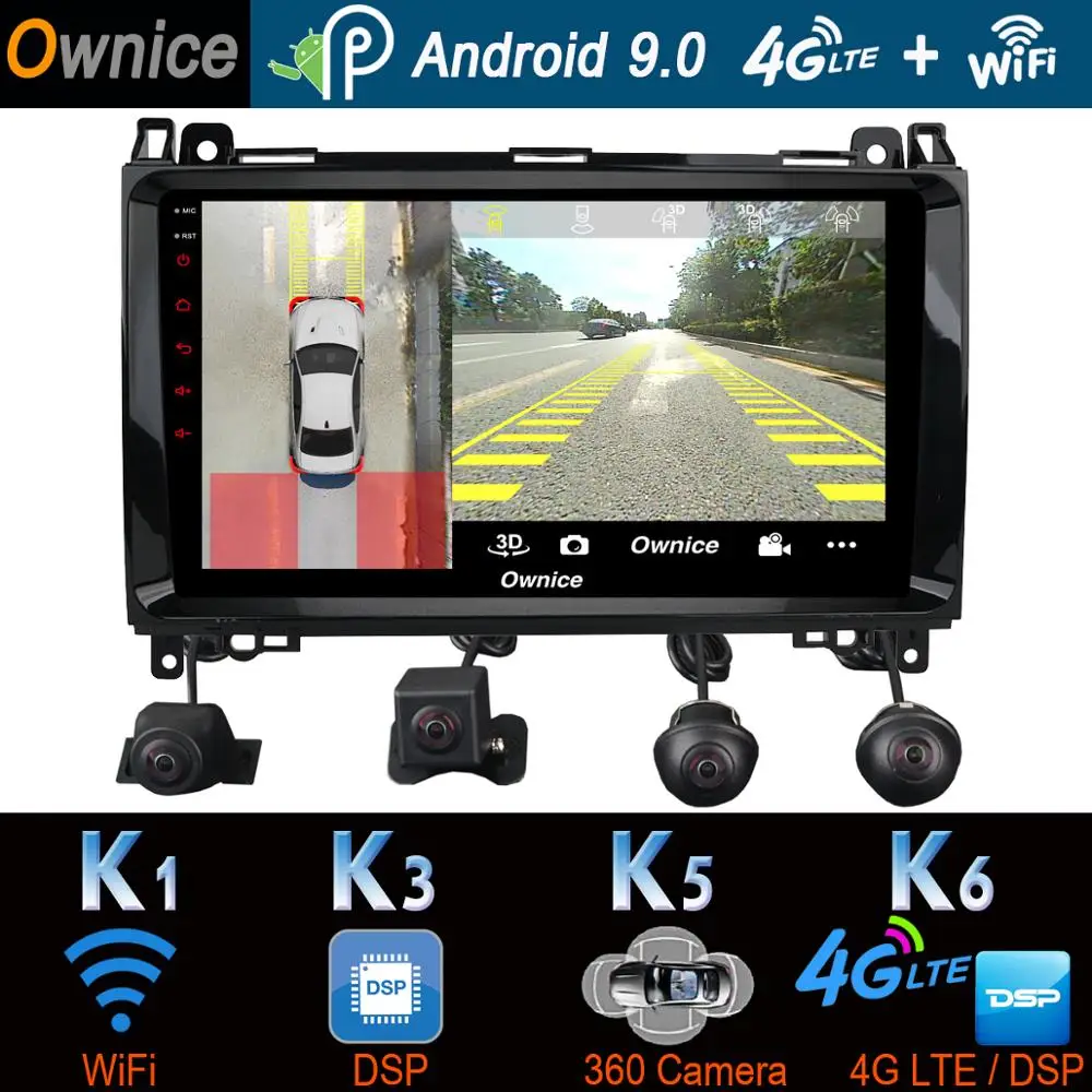

360°Camera 4G Android 9.0 4+64G SPDIF DSP CarPlay Car Multimedia Player for Mercedes Benz W245 W169 Sprinter B160 B200 GPS Radio