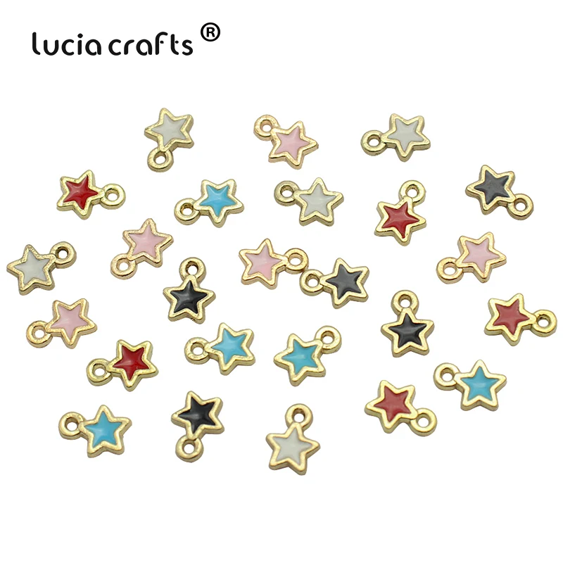25pcs 7*9mm Cute Enamel Star Pentagram Charms Alloy Pendants DIY Fashion Bracelet Necklace Jewelry Making Finding Accessories