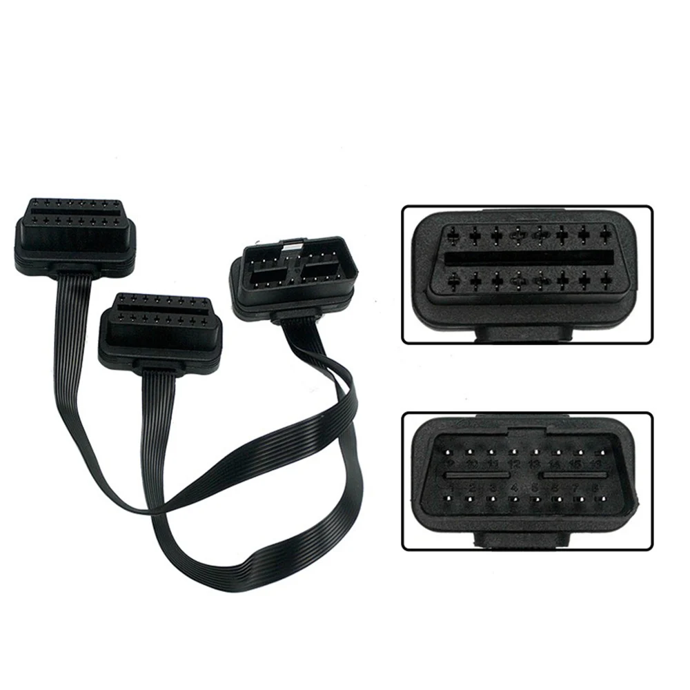 KKMOON OBD2 OBDII OBD 16 Pin мужской и двойной Женский Y сплиттер локоть соединительный кабель