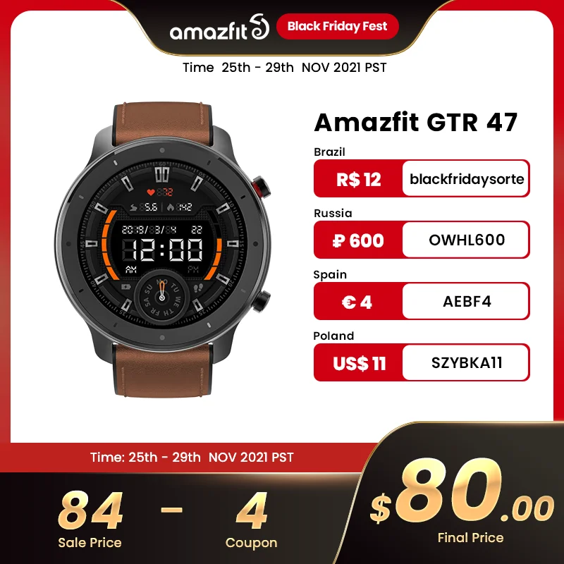Умные часы Amazfit GTR 47 мм 5 АТМ новые умные с длинным аккумулятором управление
