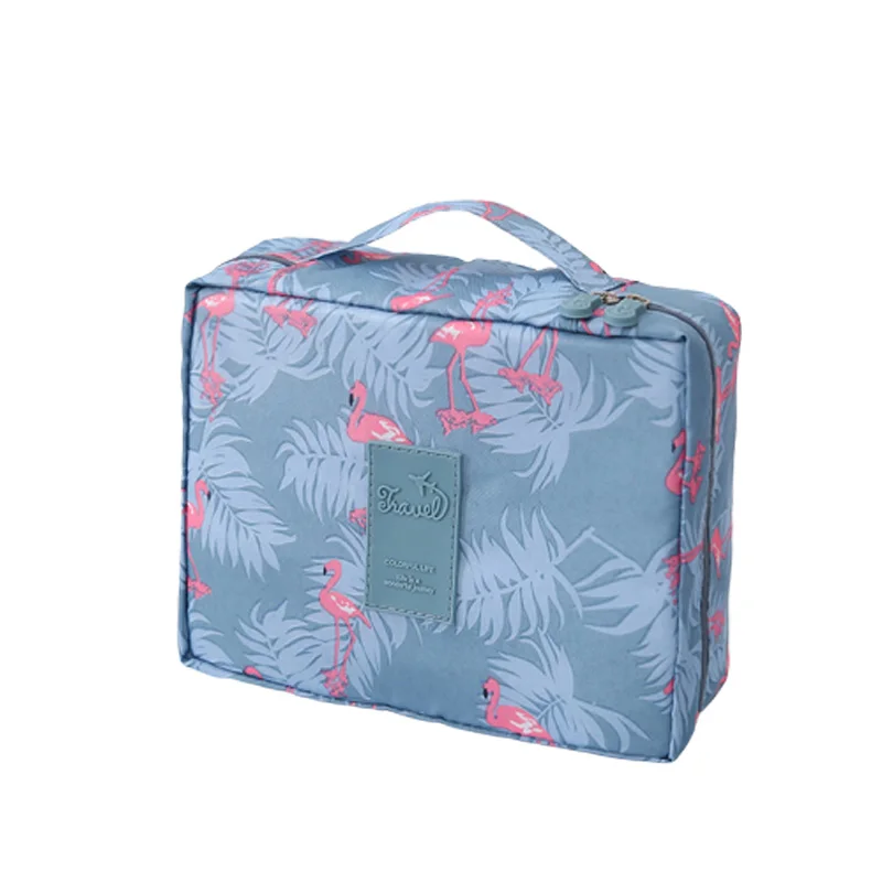 Blue flamingo Travel storage cosmetic bag hand bag multi-function ladies cosmetic bag travel wash bag High capacity Storage Make up Cases - Цвет: Blue flamingo
