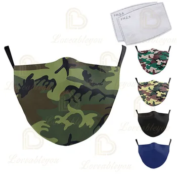 

Classic Camouflage Mask for Adult Print Fabric Face Mask Washable PM 2.5 Protective Dust Reusable Mouth Mask 2pcs/lot