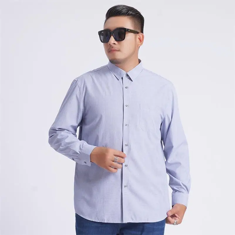 Большие размеры 8xl 7xl Новое поступление модные клетчатые мужские с длинным рукавом Весенние очень большие хлопковые повседневные рубашки - Color: 2