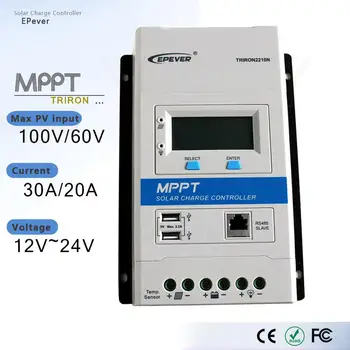 

EPever MPPT 30A 20A 10A Modular-Designed Solar Charge and Discharge Controller 12V 24V Auto with DS2 and UCS Module Dual USB 5V