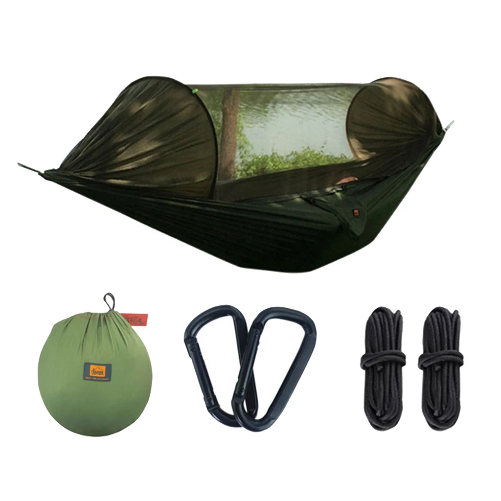 Camping Nylon Hammock Ultralight Portable with Mosquito Net Tree Straps for Outdoor Travel Backyard Hiking Climbing Trekking 