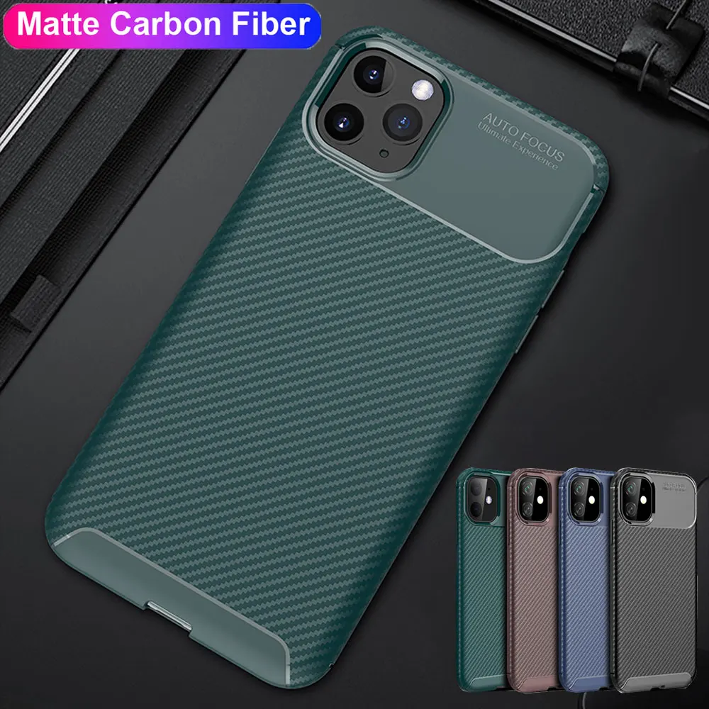 Тонкий мягкий резиновый чехол для iPhone 11 Pro Max XS XR X 7 8 Plus из углеродного волокна