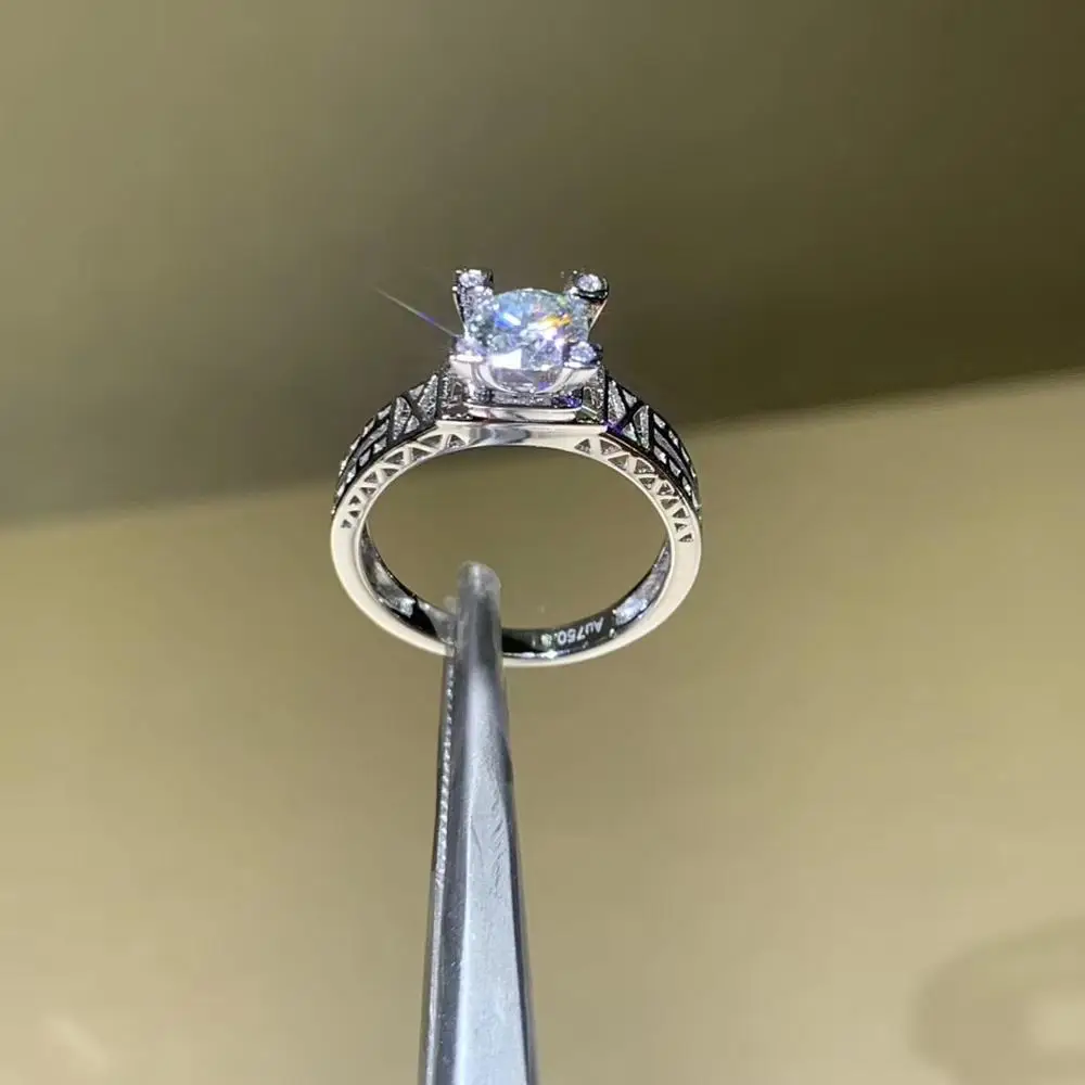 Kkmall магазин круглое серебряное кольцо Moissanite 1.00ct D VVS роскошное свадебное кольцо Moissanite для женщин