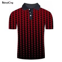 BIANYILONG Новое поступление мужская рубашка Поло Топы красный кубик Рубика 3D модный бренд плюс размер короткий рукав поло рубашка camisa Polo