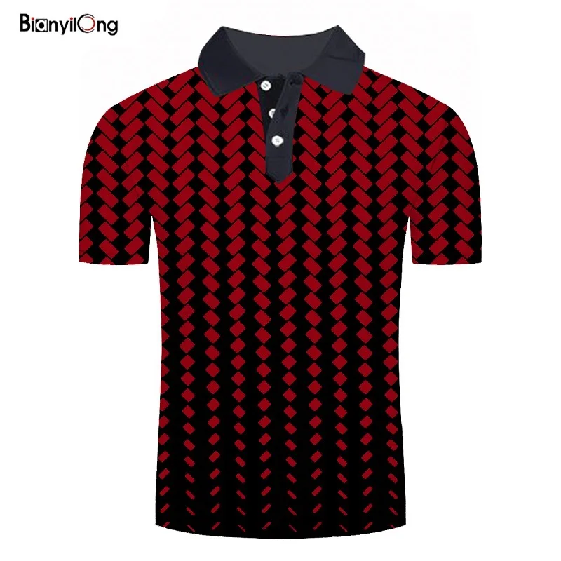 

BIANYILONG 2019 New Arrival Men Polo Shirt Tops red Rubik's Cube 3D Fashion Brand Plus Size Short Sleeve Polo Shirt camisa polo
