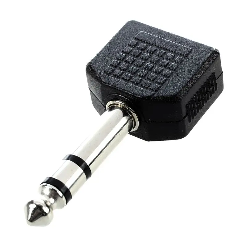 

6.35mm Male Plug to Dual 3.5mm Stereo Jack Female Socket Splitter Connector