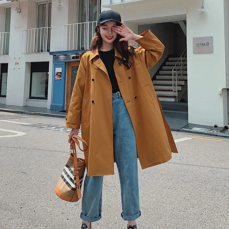 

Photo Shoot Mid-length Trench Coat Women's 2020 Autumn New Style Popular Short-height Slim Fit Korean-style Casual Thin Coat Fas