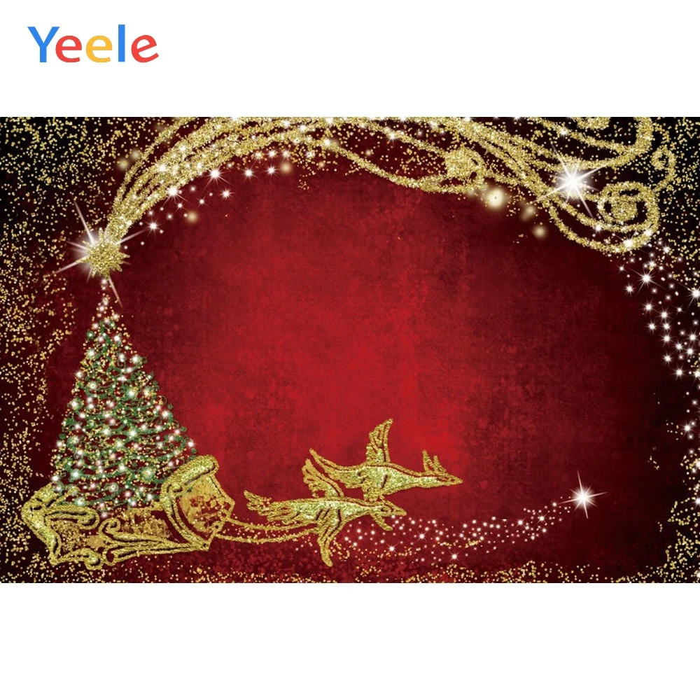 

Yeele Christmas Tree Golden Dots Red Backdrop Baby Portrait Vinyl Photography Background For Photo Studio Photophone Photozone