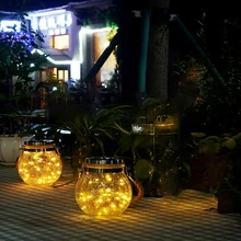 2 предмета Цветущий сад солнечная приведенная в действие декоративная стеклянная баночка светодиодный свет трещины вечерние висит атмосфера Ландшафтный дворик наружного освещения