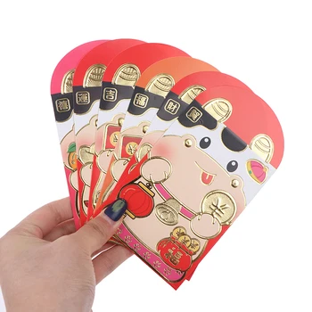 

6pcs/set 2021 Chinese Red Lucky Envelopes Creative Money Bags Cartoon New Year'S Red Packet New Year Money Envelopes Pouches