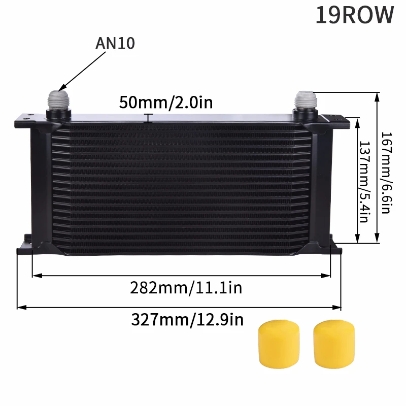 19 Row AN10 Universal British Type Engine Transmission Oil Cooler Aluminum Radiating Kit Car Oil Cooler System