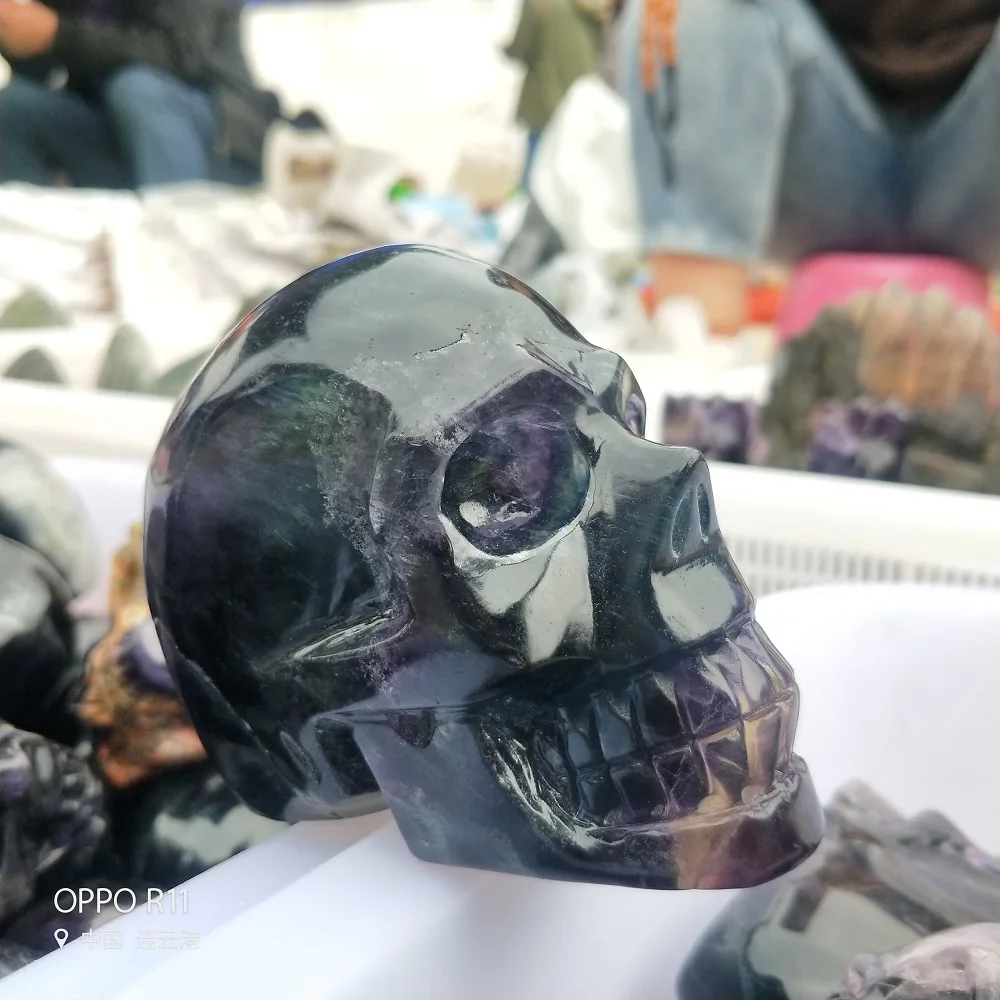 Радуга Флюорит череп натуральный кварц кристалл череп натуральный кварц минеральный камень