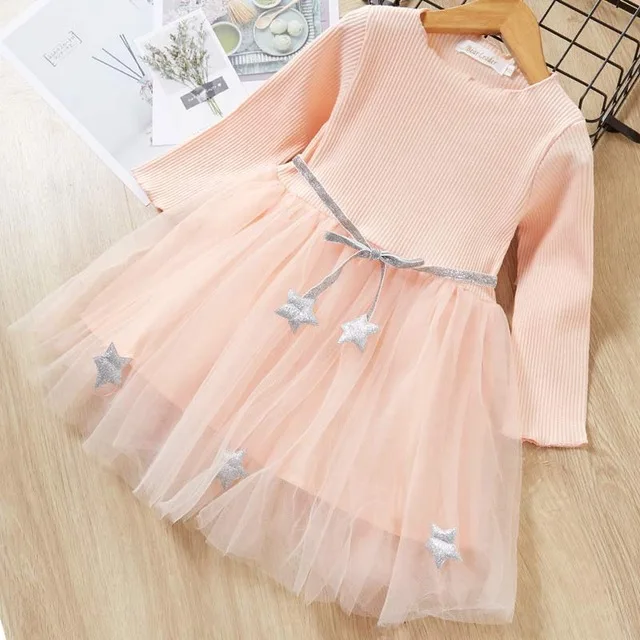 pink AZ1490 Bear leader/платье для девочек г. Зимнее платье с геометрическим узором одежда с длинными рукавами для девочек топ, пальто+ платье-пачка, свитер вязаная одежда, 2 шт - Цвет: pink AZ1490