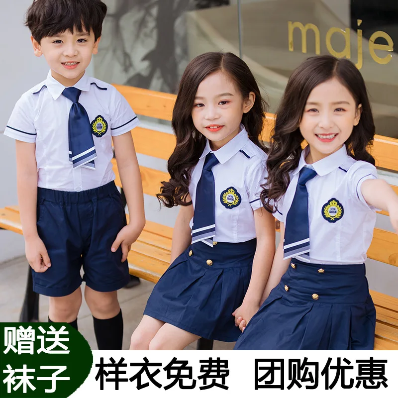 

England Graduation Costume Kindergarten CHILDREN'S DAY-Style Small Navy Children as Formal Dress B Class Chorus Performance Unis
