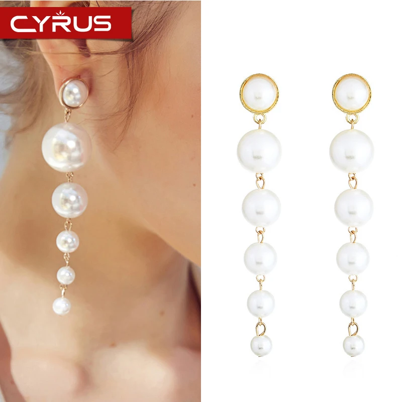 

Bohemian Charm Long Pearl Earrings for Women Pendant Dangle Earrings Statement Exaggerated Drop Ear Studs Mujer Jewelry 2019