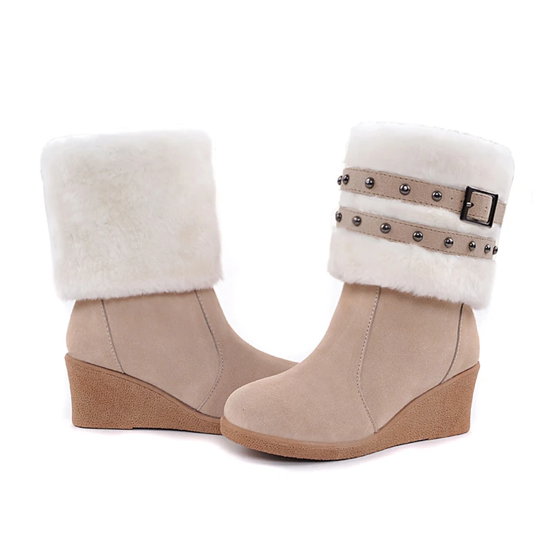 

Зимние женские ботинки на танкетке с заклепками, высокие ботинки на высоком каблуке, женская зимняя обувь, мотоциклетные Ботильоны на молнии, женские ботинки 2021