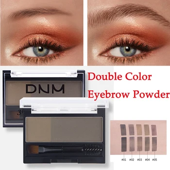 

DNM Double Color Eyebrow Powder Makeup Palette Natural Brown Eye Brow Enhancers 3D Eye Brows Shadow Beauty Kit with Brush