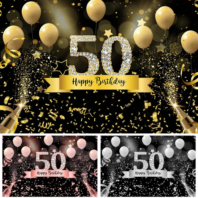 Telón De Fondo De 50 ° Cumpleaños Dorado Para Mujer, Decoración De Fiesta  De Cumpleaños, Pancarta De 50 ° Cumpleaños, Sesión Fotográfica De Cumpleaños  Dorado - Fondos - AliExpress