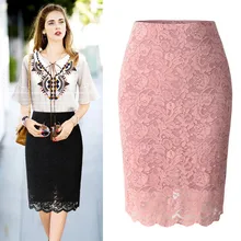 Черные розовые кружевные женские юбки, прямой с высокой талией, юбка для похудения, облегающая, мягкая, повседневная, офисная, Женская юбка T3