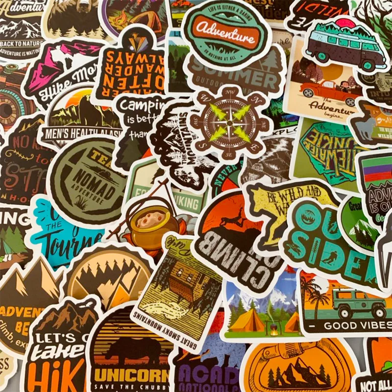 

50PCS Camping Travel Stickers Wilderness Adventure Outdoor Landscape Waterproof Decal Sticker to DIY Suitcase Laptop Motor Car