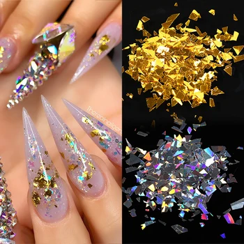 

1 Bags 5g Nail Sequins Irregular Flakes Gold Holographics Nail Pwder DIY Nail Art Decoration